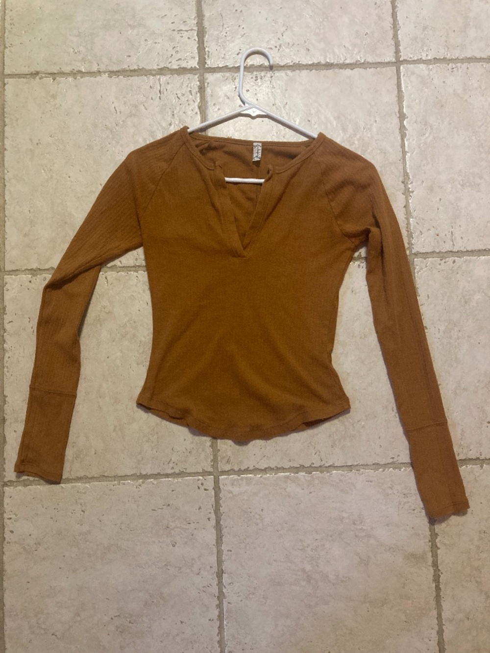 Intimately Free People Ribbed Henley Brown Orange Color Size Small